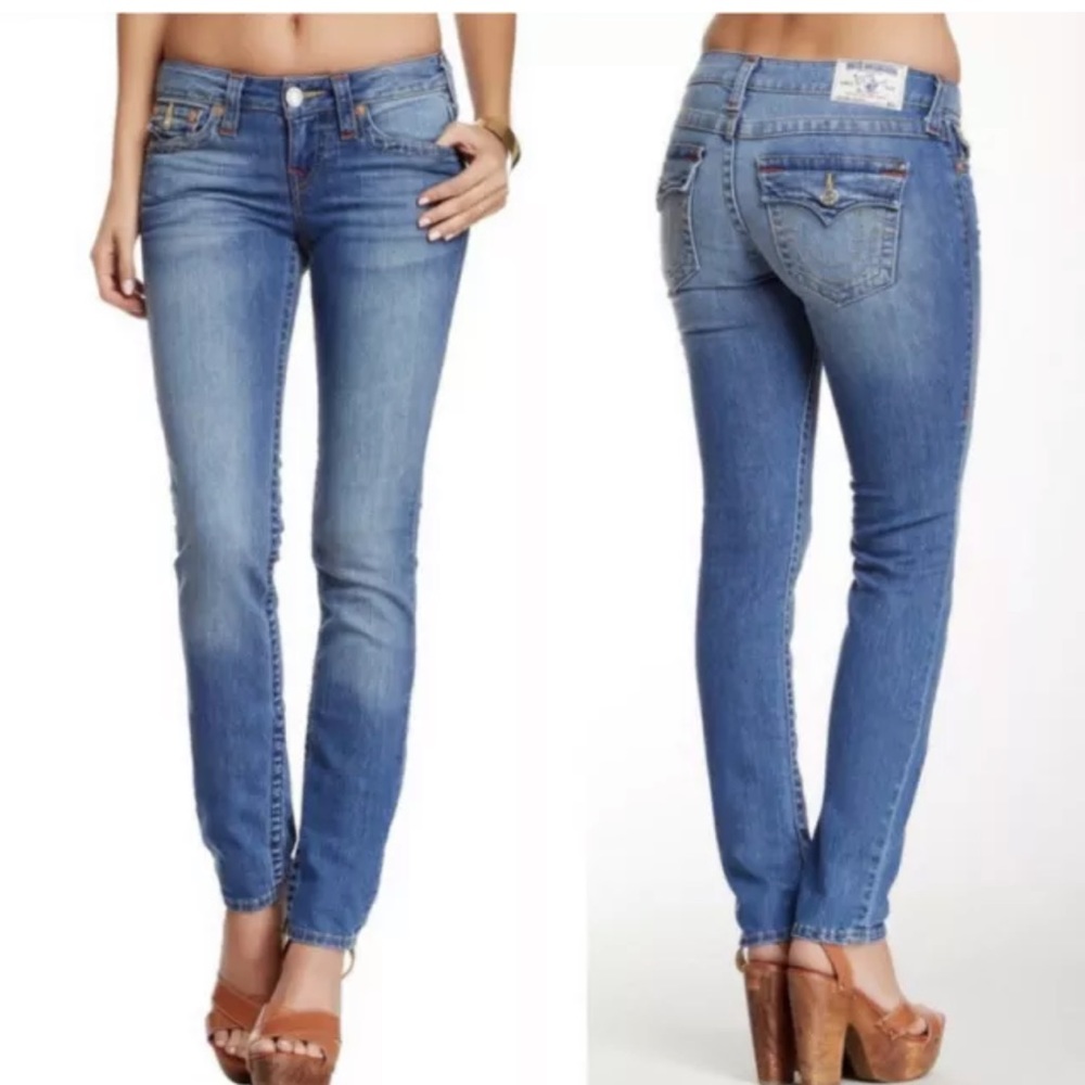 True Religion Blue Skinny Jeans Modern Distressed Style